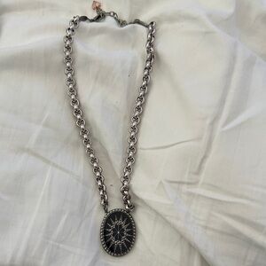 Sabika Silver and Black Pendant Necklace
